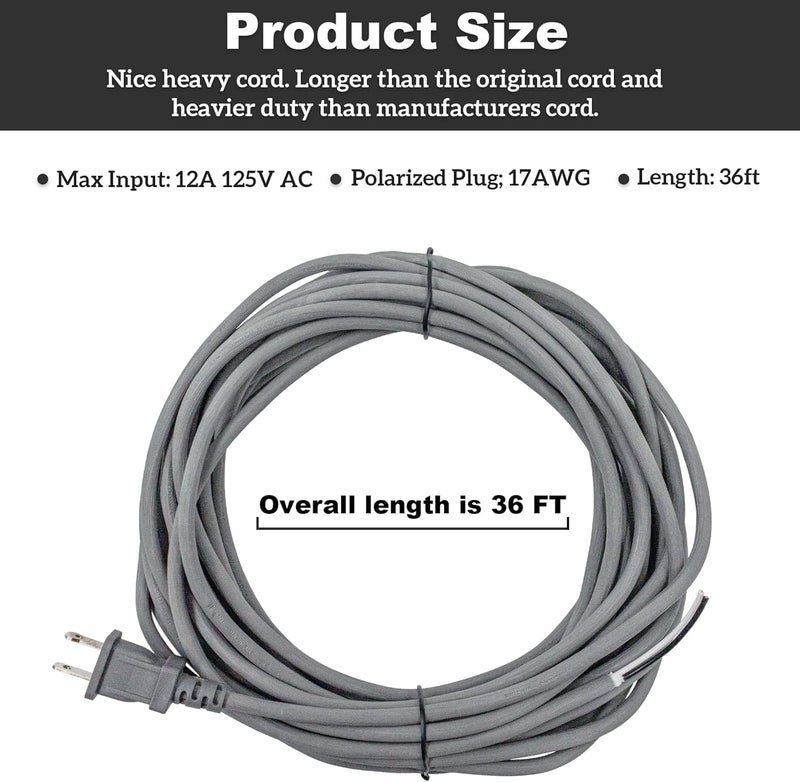 PROSOCOOL 36Ft Vacuum Cleaner Power Cord Replacement for Shark Navigator Lift-Away NV341 NV402 NV450 NV502 Upright Vacuum,Rotator Lift-Away Pro NV355 NV356 NV357 UV400 UV540 NV36 NV60 NV80 NV360 NV370 NV585 - Image 2
